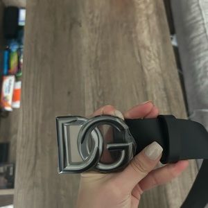 Men's DG-Logo Leather Buckle Belt